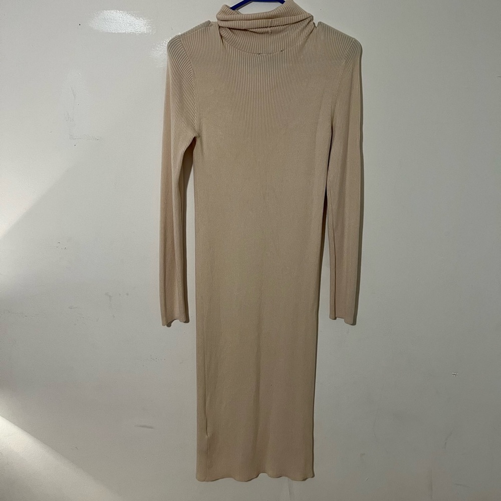 Express tan, long sleeve dress